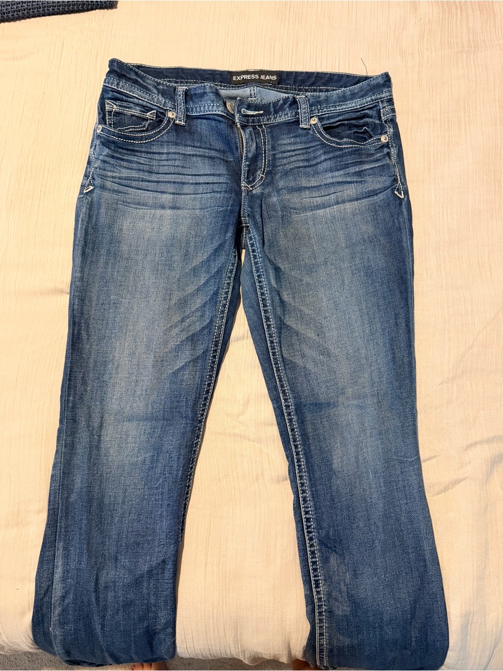 Express Women's Medium Blue Straight Leg Jeans